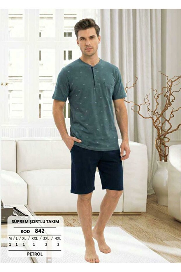 Men's Short Sleeve Capri Pajama Set 842