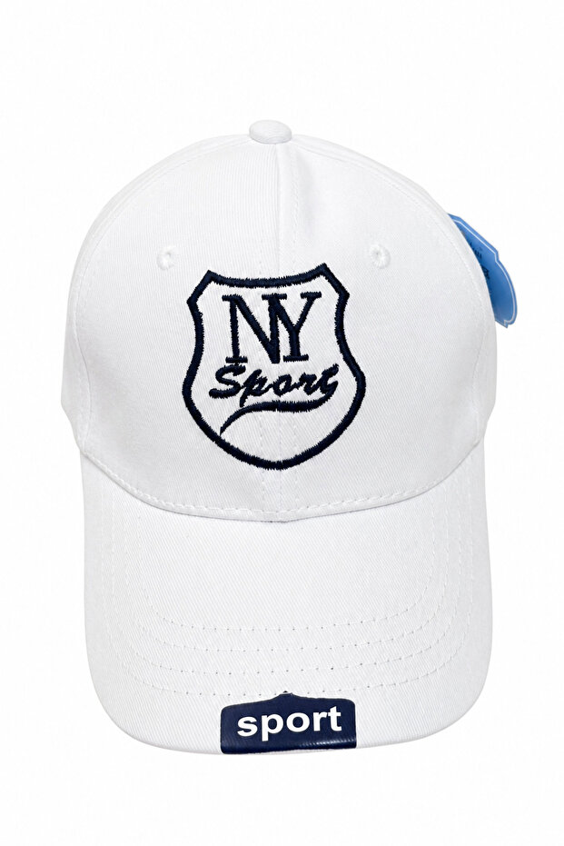 Ny Sport Logo White Unisex Sports Hat Adjustable Curved Visor Summer Cap