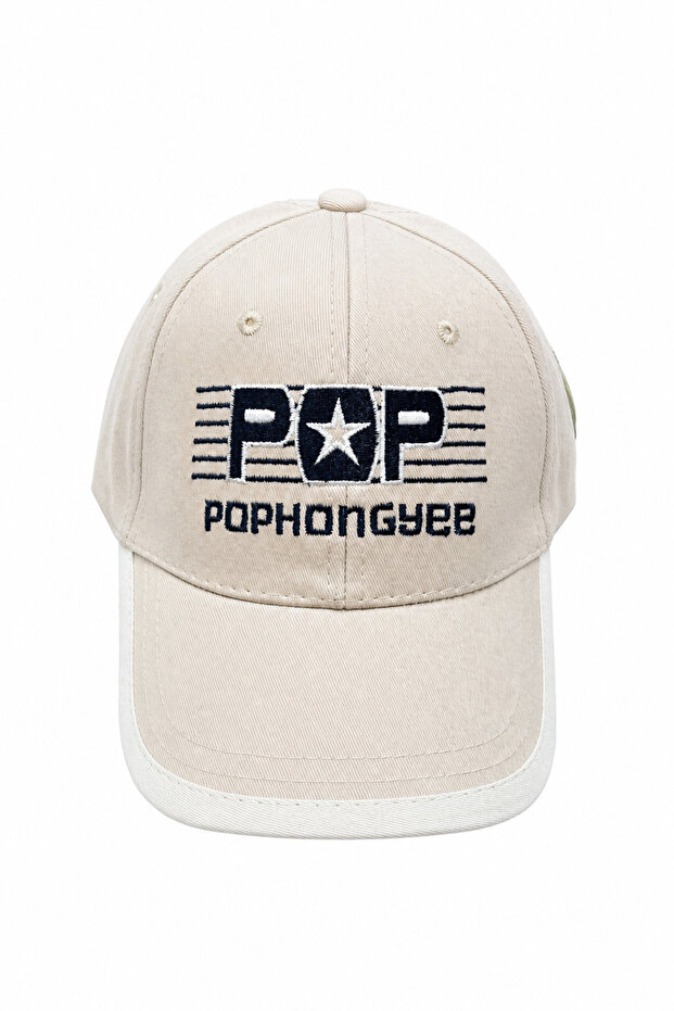 Unisex Light Beige Pop Embroidered Sports Hat Baseball Cap
