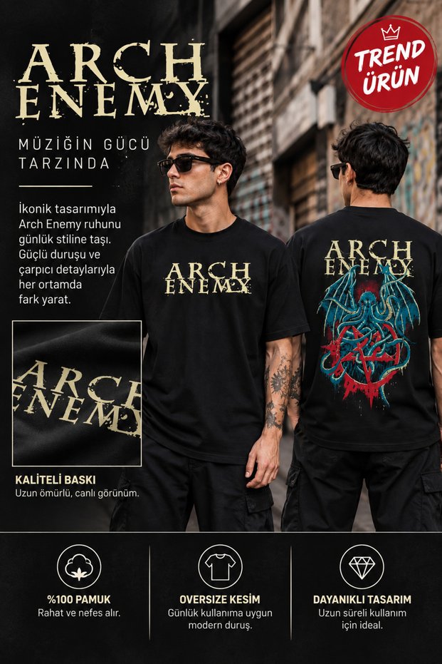 Arch Enemy Printed Black Unisex T-Shirt – Front and Back Printed Metal Music Band Design