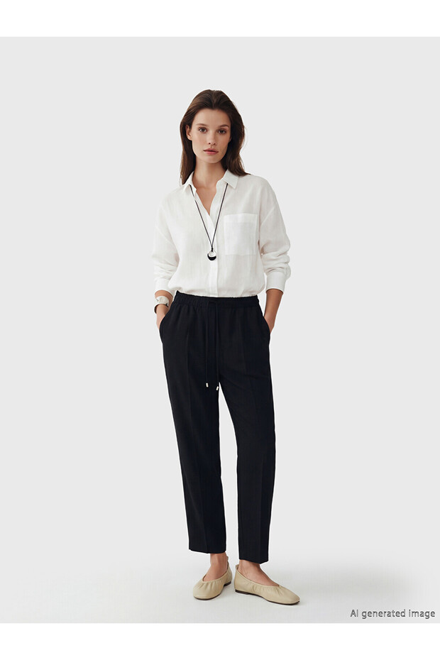 Nevavm Women's Carrot Cut Pants with Elastic Waist and Difference in Color