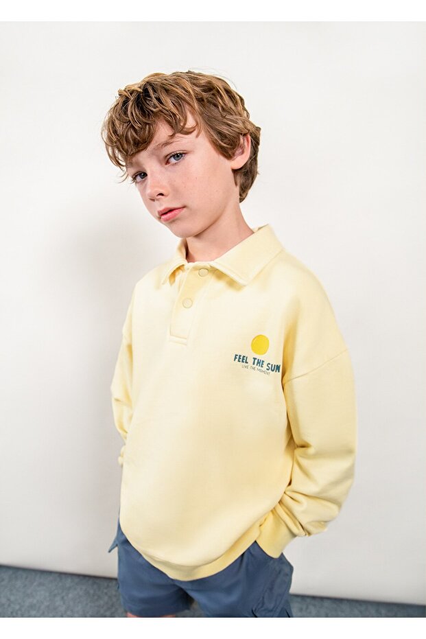 Boston Boys' Collared Sweatshirt Yellow