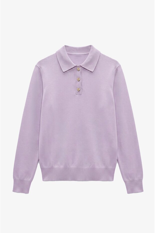 Lila Button Polo Collar Sweater