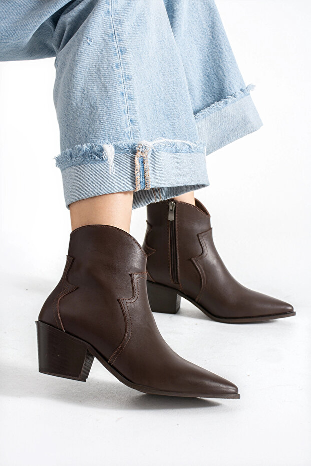Merlot Western Aci Brown Leather Boots