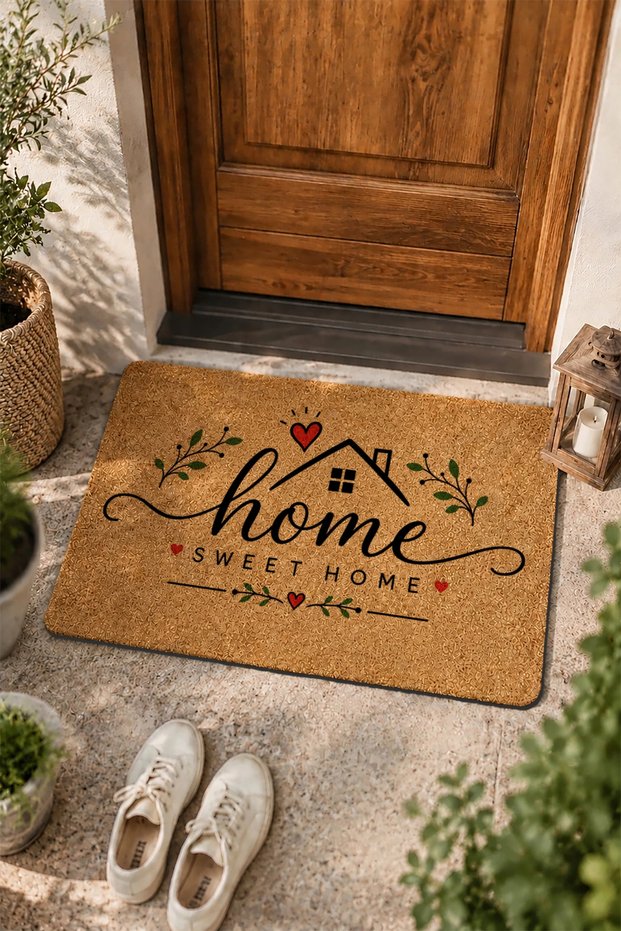 Door Mat 45X70Cm Velour Texture Coco Appearance Non-Slip Outdoor Home My Home Beautiful Home