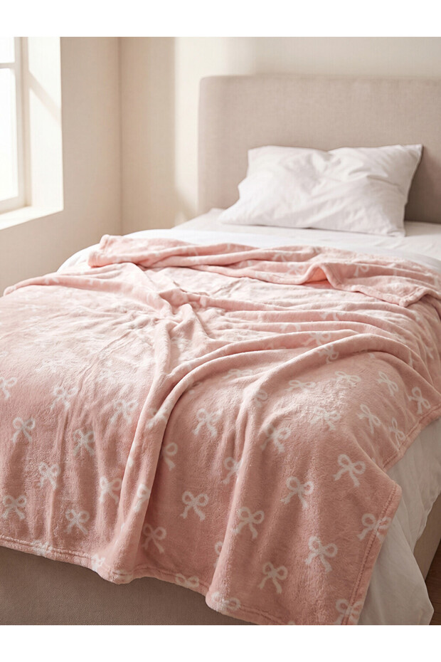 Rmz Gi̇yi̇m Farkiyla Bow Embroidered Double Blanket 150X220 cm