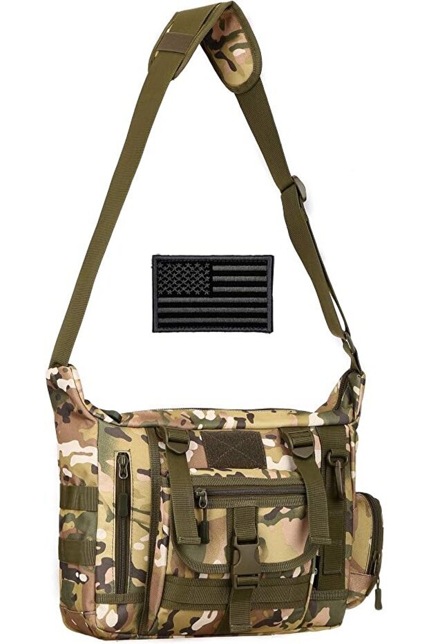 Tactical Messenger Bag Men Military MOLLE Sling Shoulder Pack (Patch Included)