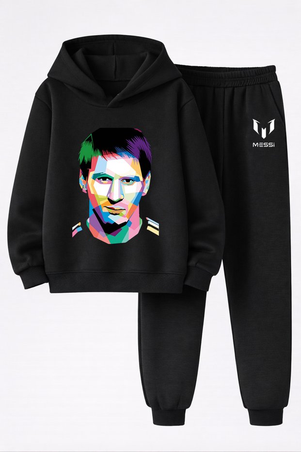 Lionel Messi Printed 3-Yarn Quality Sweatshirt and Trackpants Kids' Top-Bottom Set
