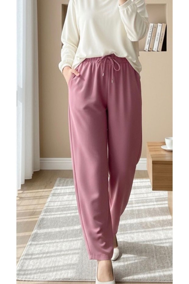 Lace-Up Carrot Cut Pink Pants
