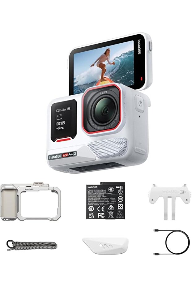 حزمة Ace Pro 2 Xplorer باللون الأبيض - كاميرا أكشن بدقة 8K مع عدسة لايكا