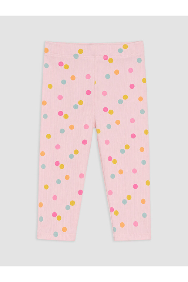 Lcw Kids Pink Elastic Waist Polka Dot Girls' Tights