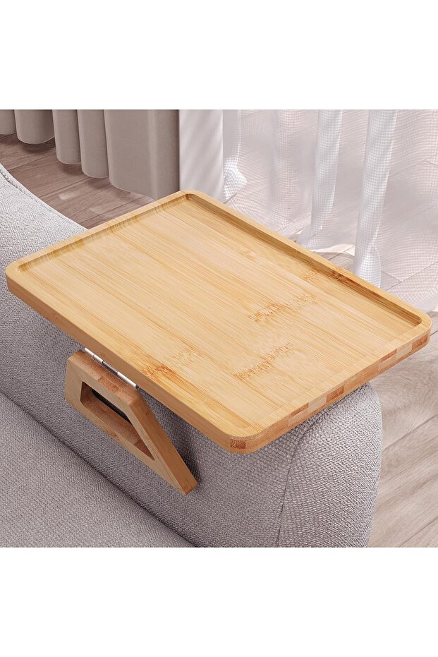 Couch Arm Tray,Bamboo Folding Sofa Tray,Sofa Armrest Tray Clip-On Couch Desk for Drinks,Snacks,Phone,Remote Control