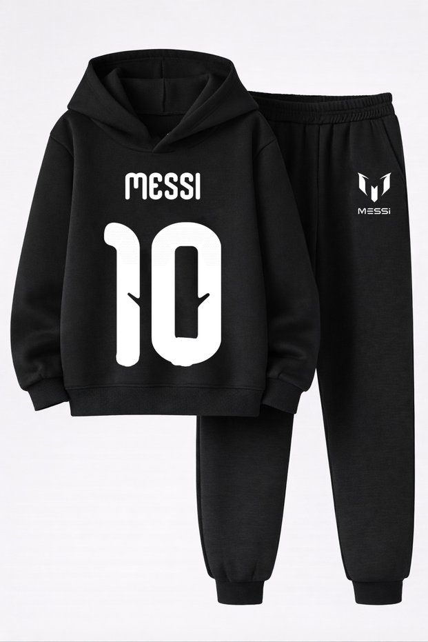 Lionel Messi Printed 3-Yarn Quality Sweatshirt and Trackpants Kids' Top-Bottom Set