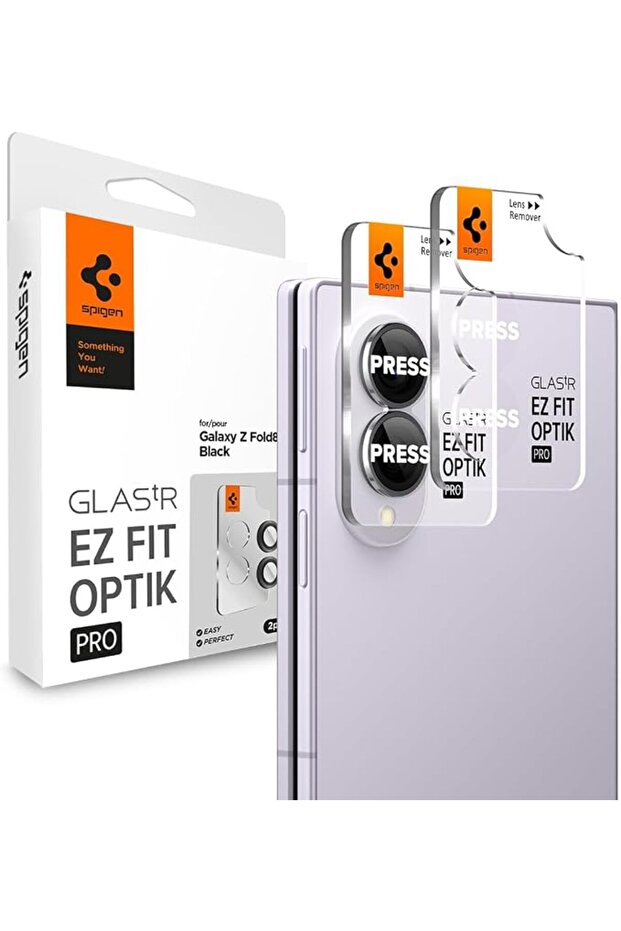 واقي شاشة عدسة الكاميرا Spigen GLAStR EZ-Fit Optik PRO لهاتف سامسونج جالاكسي Z Fold 8 - أسود [قطعتان]