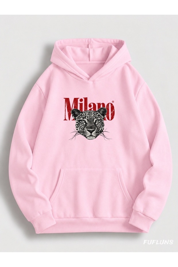 Milano Printed Oversized Unisex Hooded Sweatshirt
