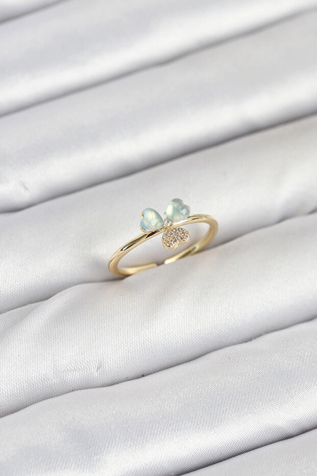 Brass Gold Color Clover Model Women's Ring Tj-Byk3858
