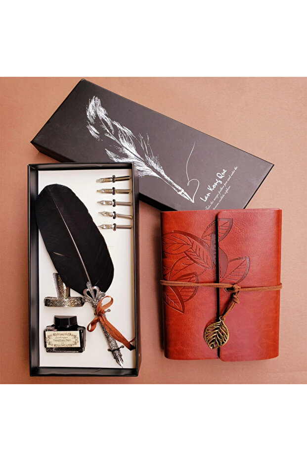 Leather Journal and Dip Ink Pen Set
