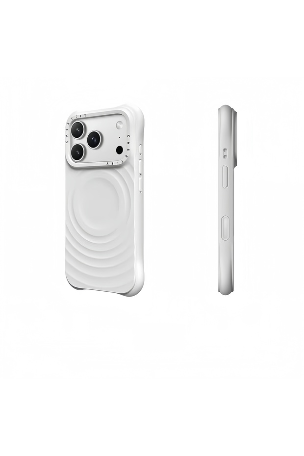 RIPPLE Magsafe Phone Case for iPhone 17 Pro, Slim Lightweight Shock‑Absorbent Protective Cover, Fashion Ripple Texture, Support Wireless Charging, White