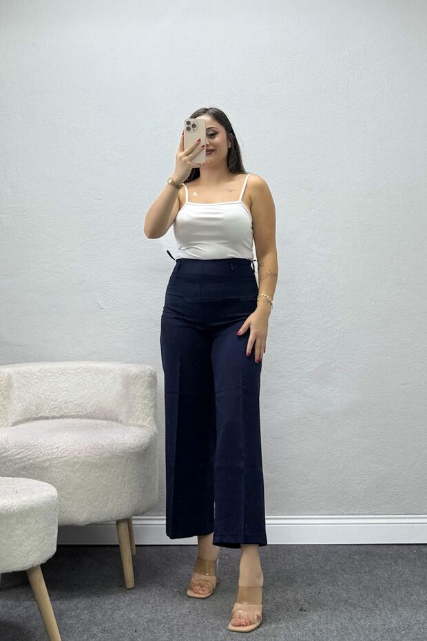 Women's Dabıl High Waist Wide Leg Pants Navy Blue