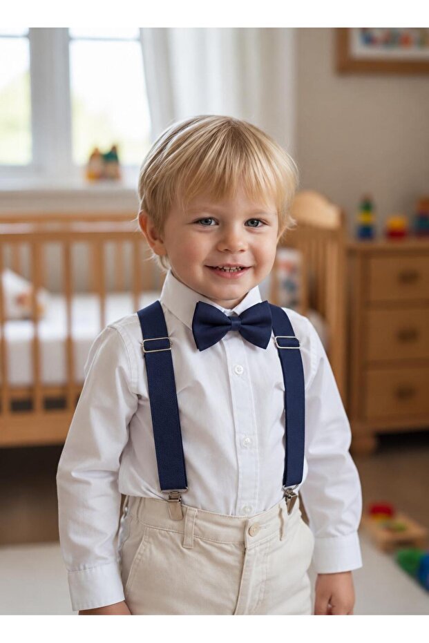 Boys' Trouser Suspenders and Bow Tie Set – Y-Strap – Suitable for Ages 1-12, Stylish and Simple Design
