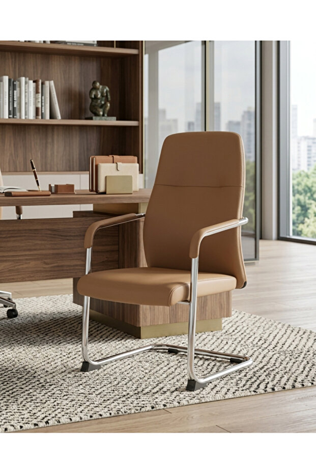 Luxurious Leather and Steel Base Office Chair