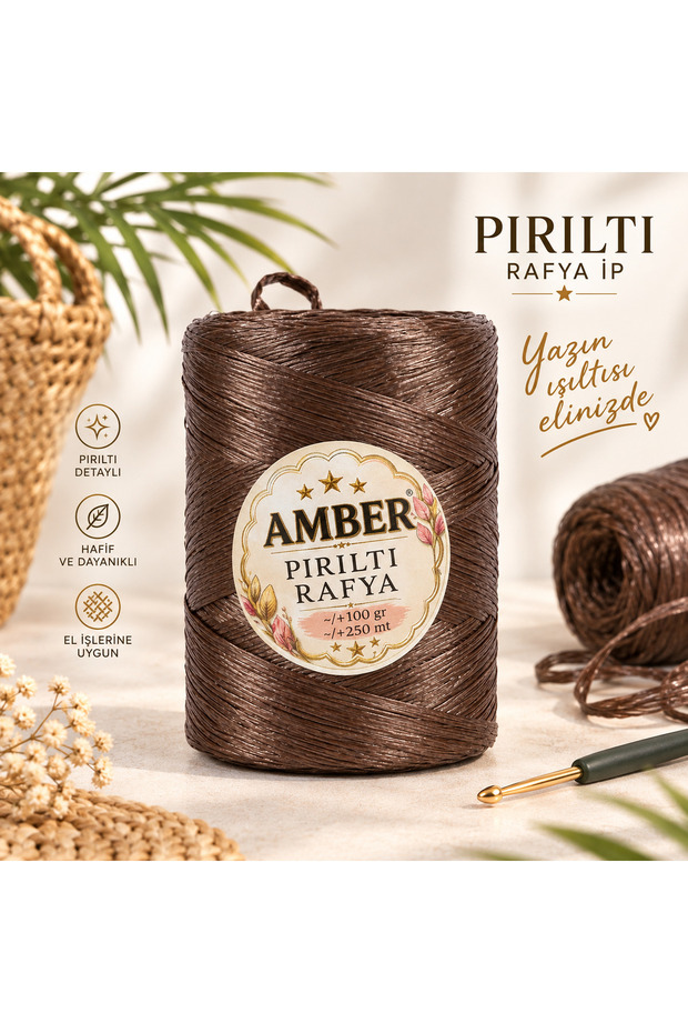 Amber Shimmer Raffia Yarn 100 Gr 250 Mt 1 Roll