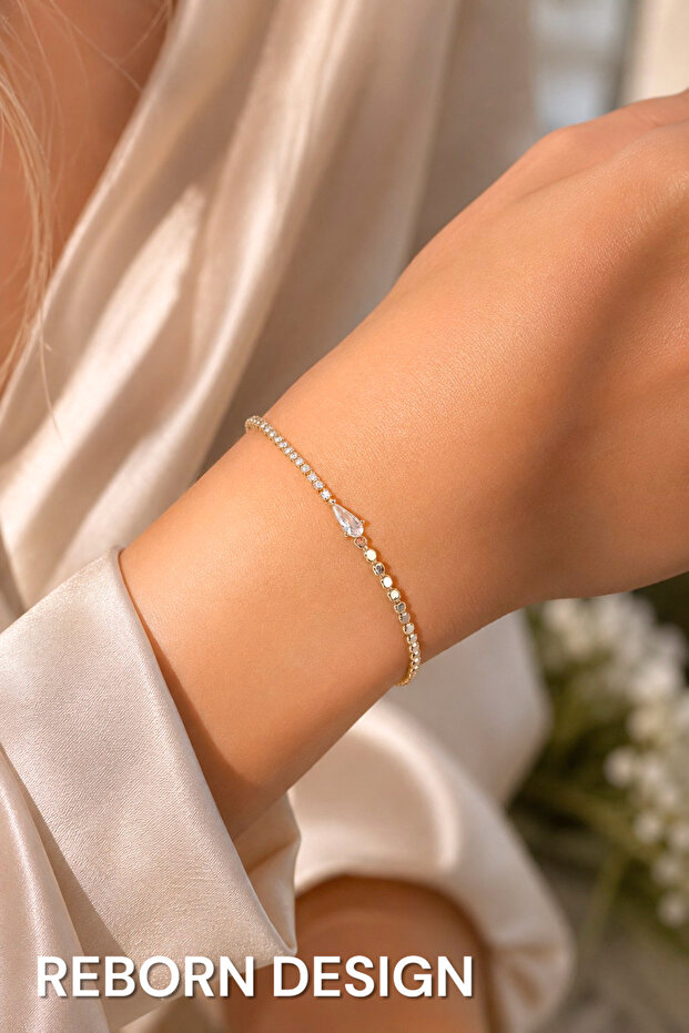 Zircon Stone Drop Model Crushed Chain Gold Color Bracelet