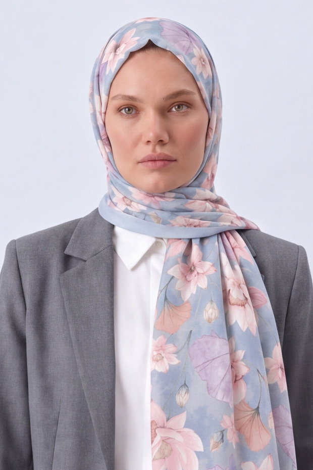 Women's French Silk Luxury Shawl Printed Cotton
