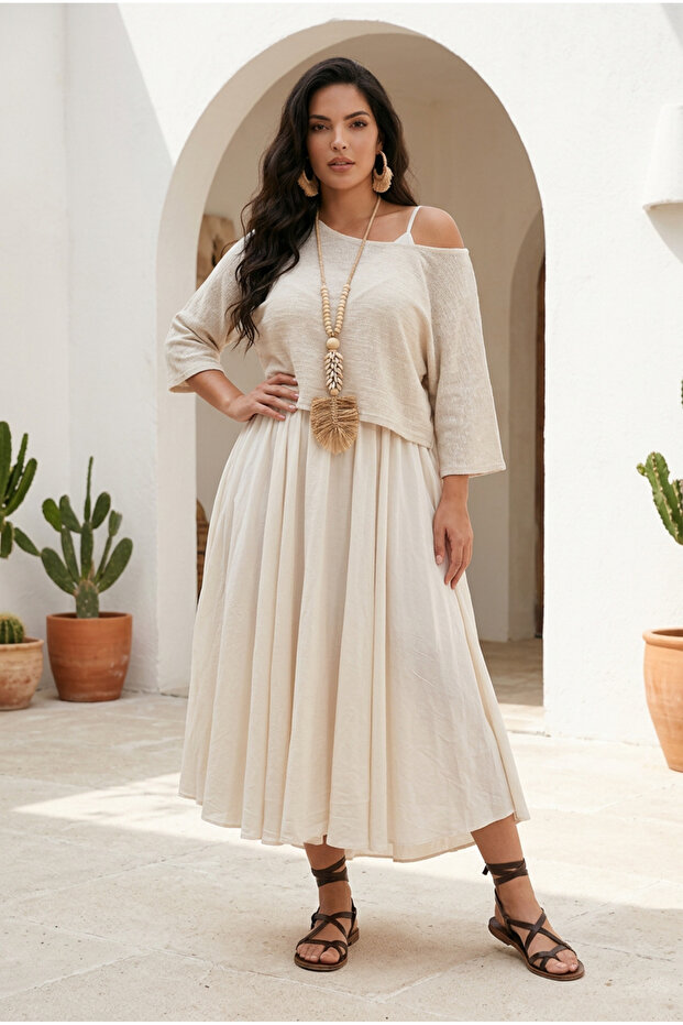 Cotton 2-Piece Long Dress