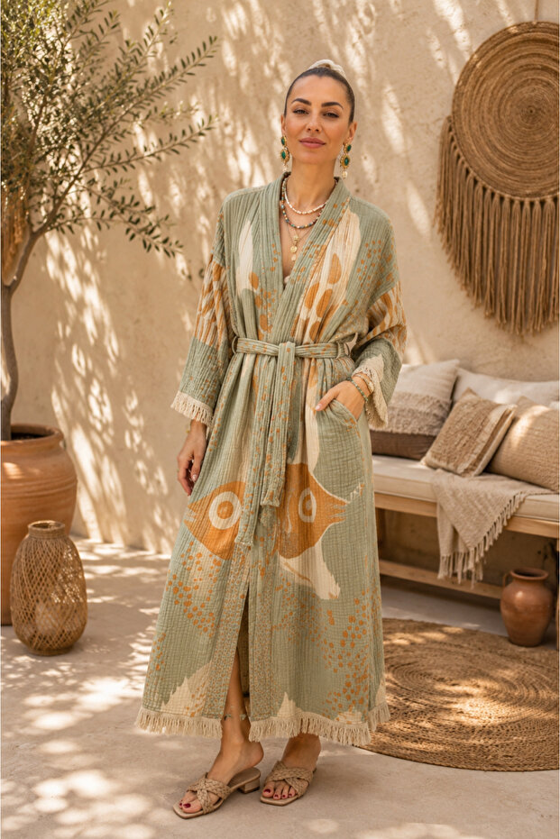 Muslin Cotton Kimono Bathrobe & Kaftan