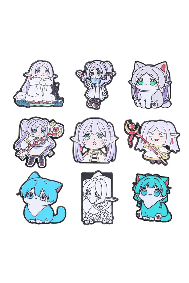 Set 2 4-9Pcs/Set Fantasy Adventure Anime Cat Elf Mage Enamel Pin Anime Mechanical Character Fighting