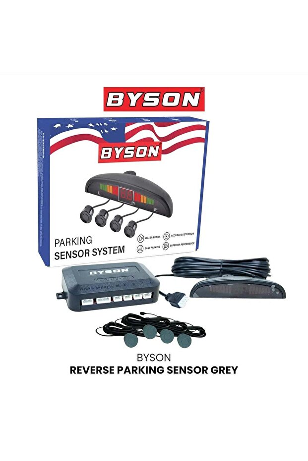 Reverse Parking Sensor - Vehicle Obstacle Detection and Distance Alert for Safe Reversing and Easy Parking with Sleek Design, All Weather Performance and Reliable Parking Assistance (Grey)