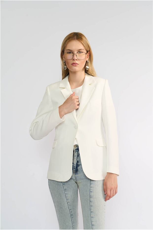 White Single Button Jacket