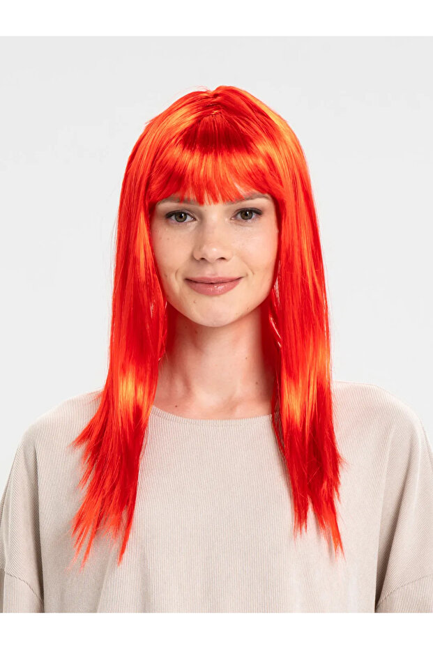 Spt-Gld Red Color Long Straight (185945) Party Wig