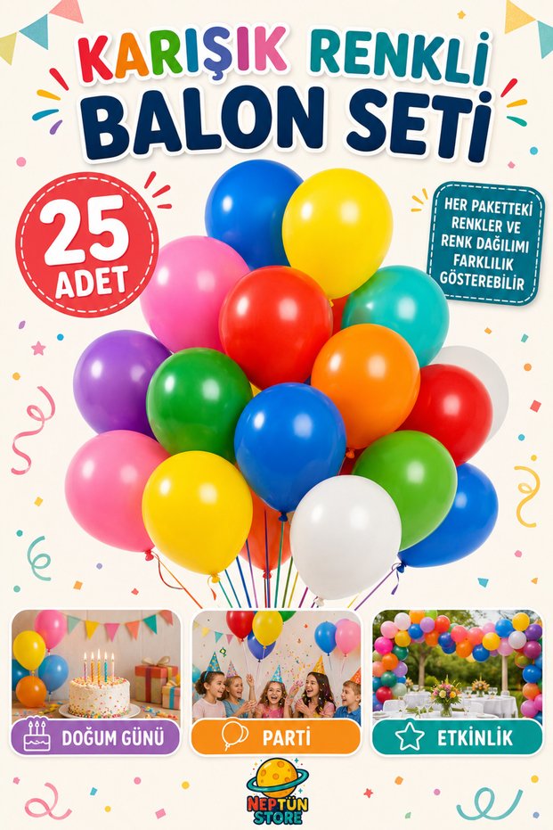 Party Pack Mixed Color 25 Pieces Balloons - Colorful Balloon
