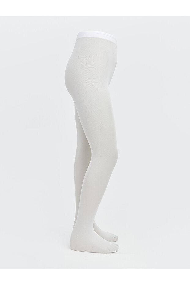 White basic thin girl's pantyhose 2-pack