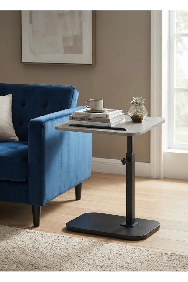 Mobile and Practical Service Table with Stylish Gray Surface