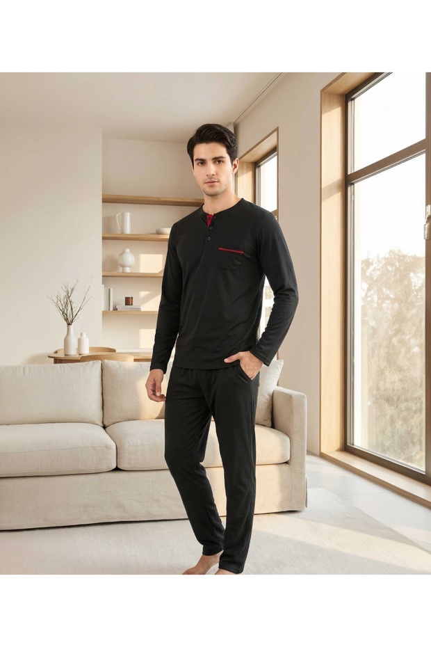 Three Button Men's Pajama Set 44019