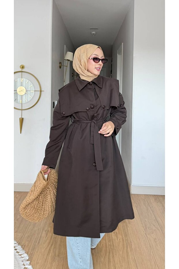 Molly Nelly Women's Long Cape Trench Coat