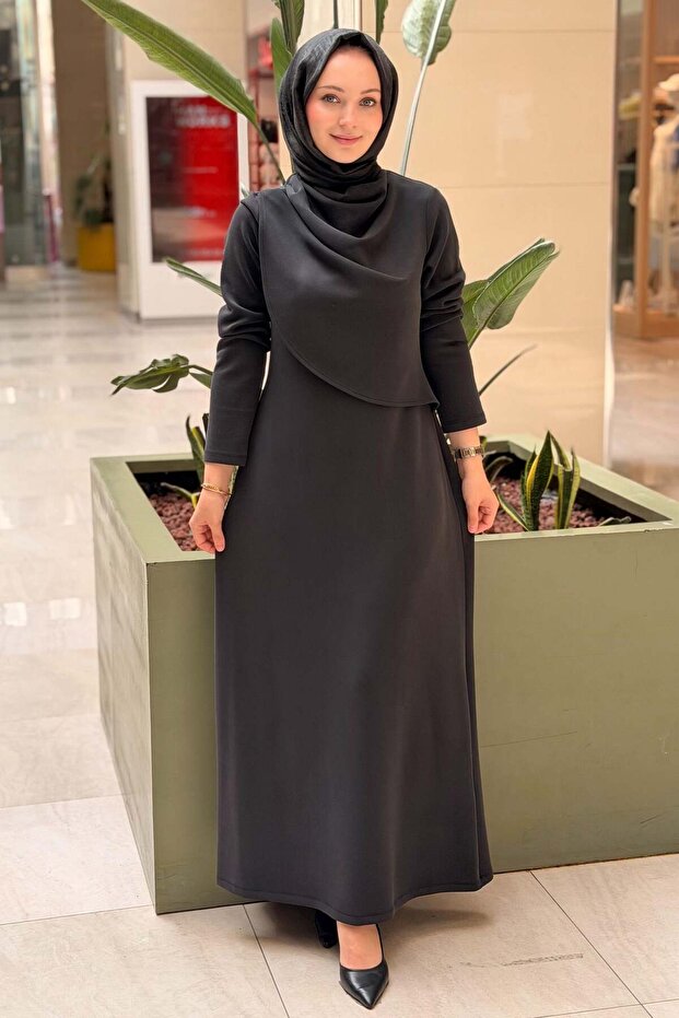Modal Dress with Degaje Collar Detail