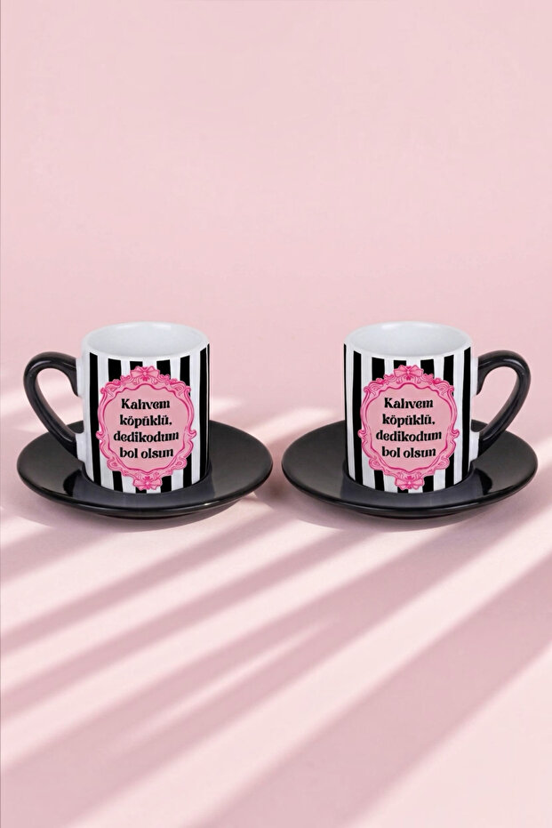 Kahvem Köpüklü Dedikodum Bol Olsun 2-Pack Turkish Coffee Cup