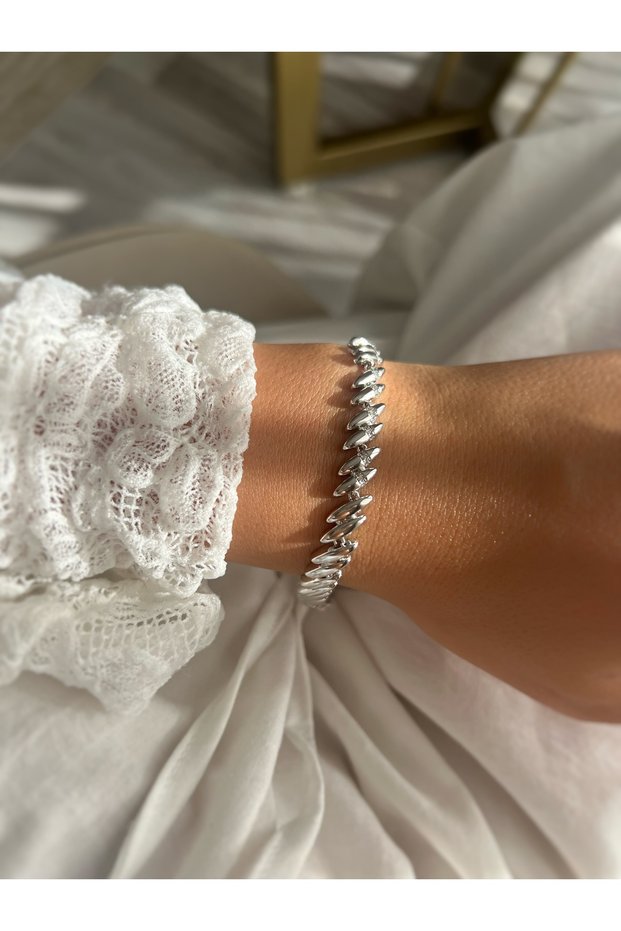 Silver Stone Asymmetric Shape Bracelet
