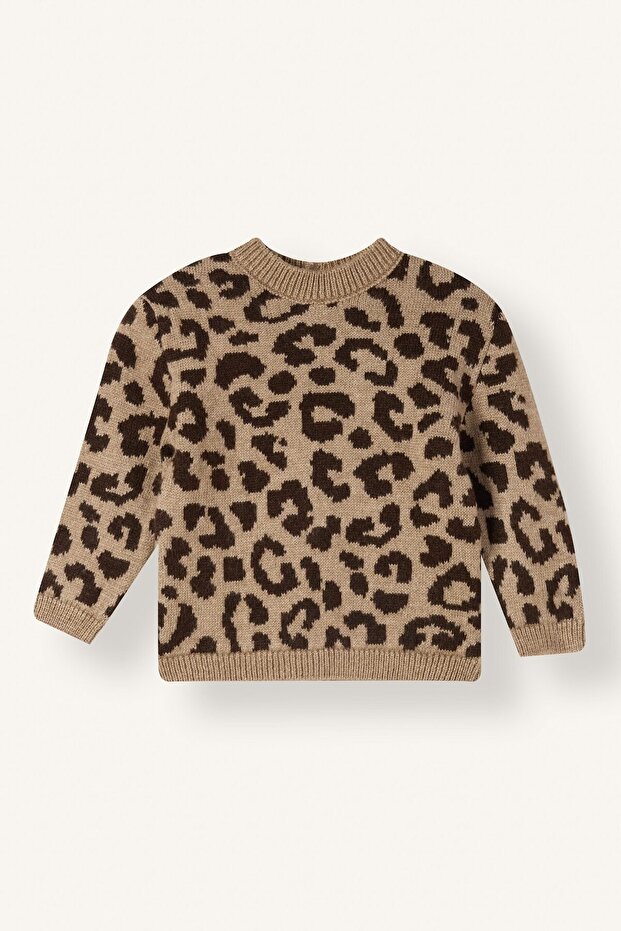 Crew Neck Leopard Patterned Sweater Baby Girl I4778A526Wn