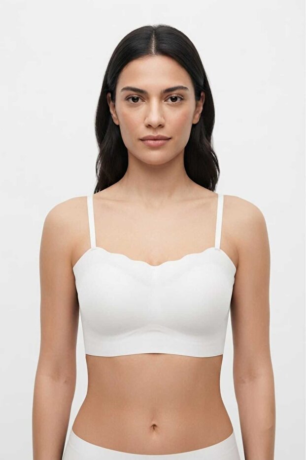 White Women's Premium Laser Cut Seamless Lightweight Supportive Wire-Free Non-Marking Bralette Bra
