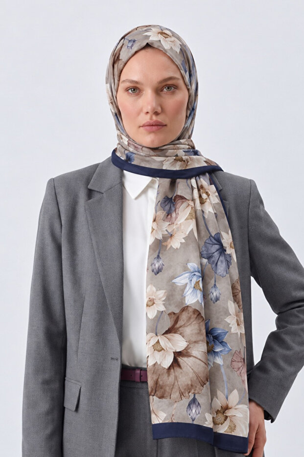 Women's French Silk Luxury Shawl Printed Cotton