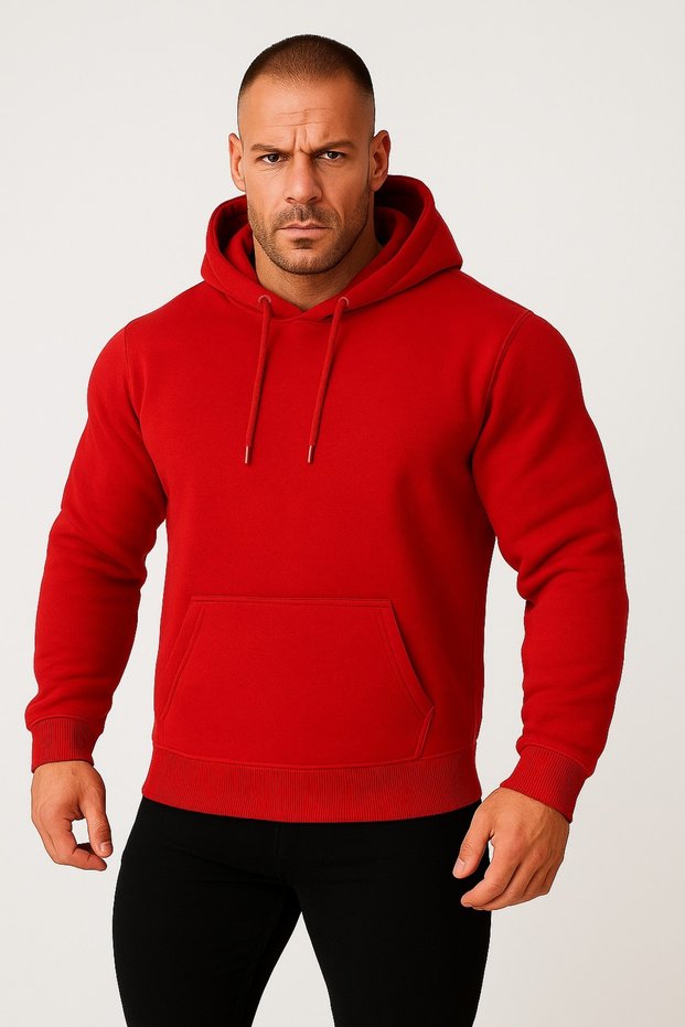 Unisex Oversize 3 Thread Raster Hooded Sweatshirt with Kangaroo Pocket, Plain / Without Print