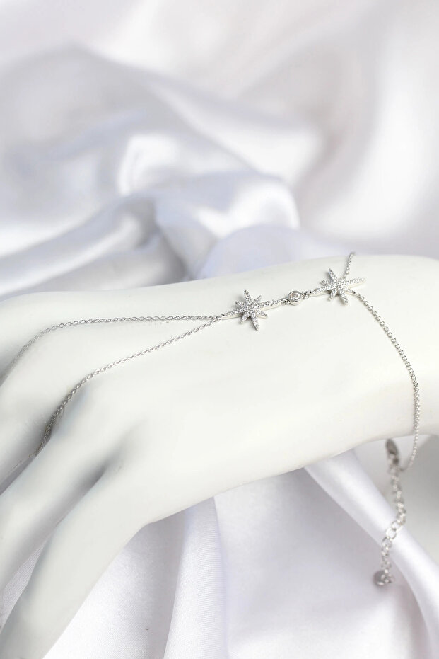 Brass Silver Color Pole Star Model Zircon Stone Shahmeran Tj-Sn798