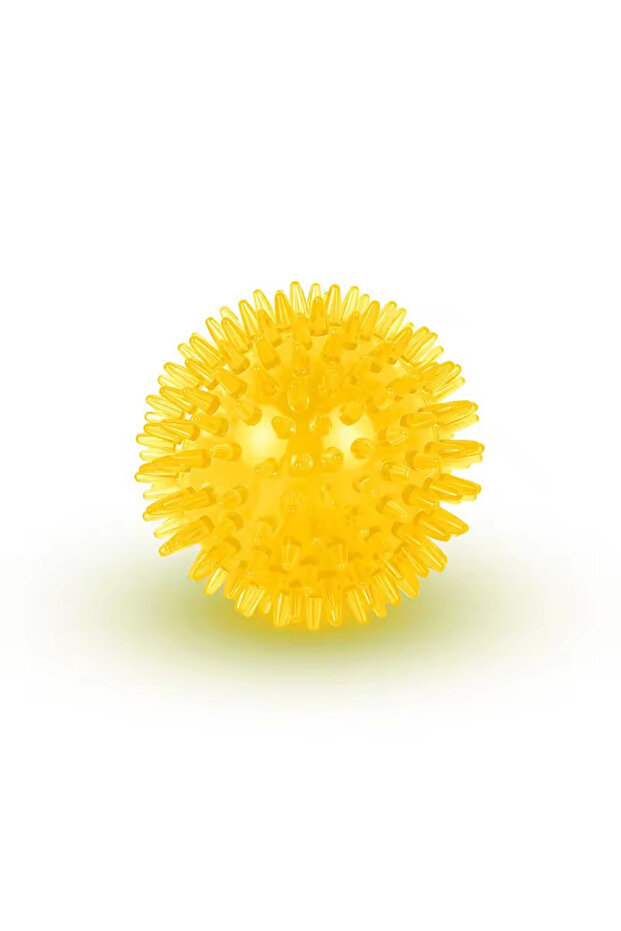 6.5CM YELLOW High Bounce TPR Spiky Dog Toy Ball Squeaky Bite Resistant Indestructible Molar Teeth Cl