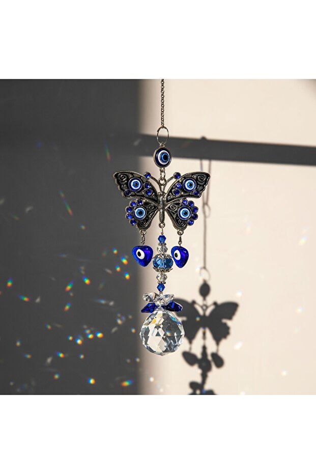A 1pcs Evil Eye Suncatchers with Crystal Prism Balls for Window Hanging Sun Catcher Decor Blue Eyes