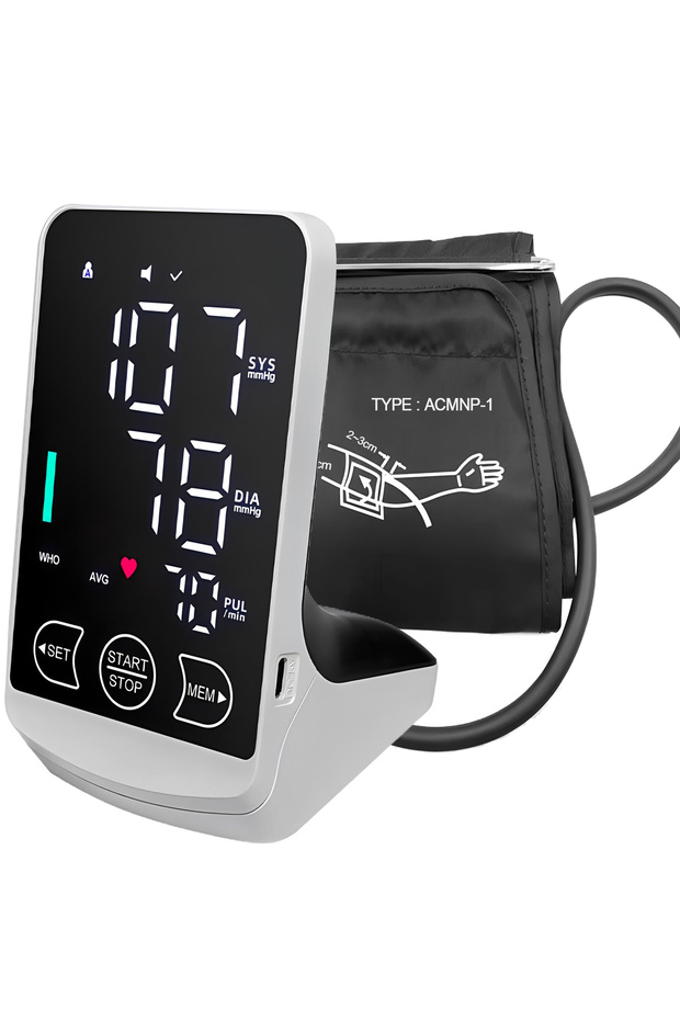 WHITE Smart Blood Pressure Monitor High Accurate Rechargeable Digital Sphygmomanometer Bp Monitors E